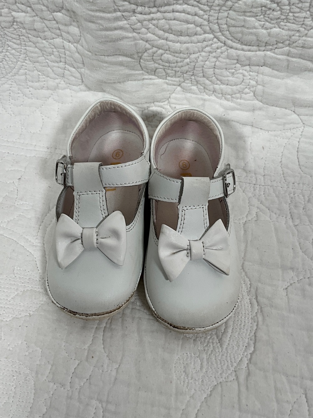 Angel Dear White Bow T-Strap Mary Jane Shoes